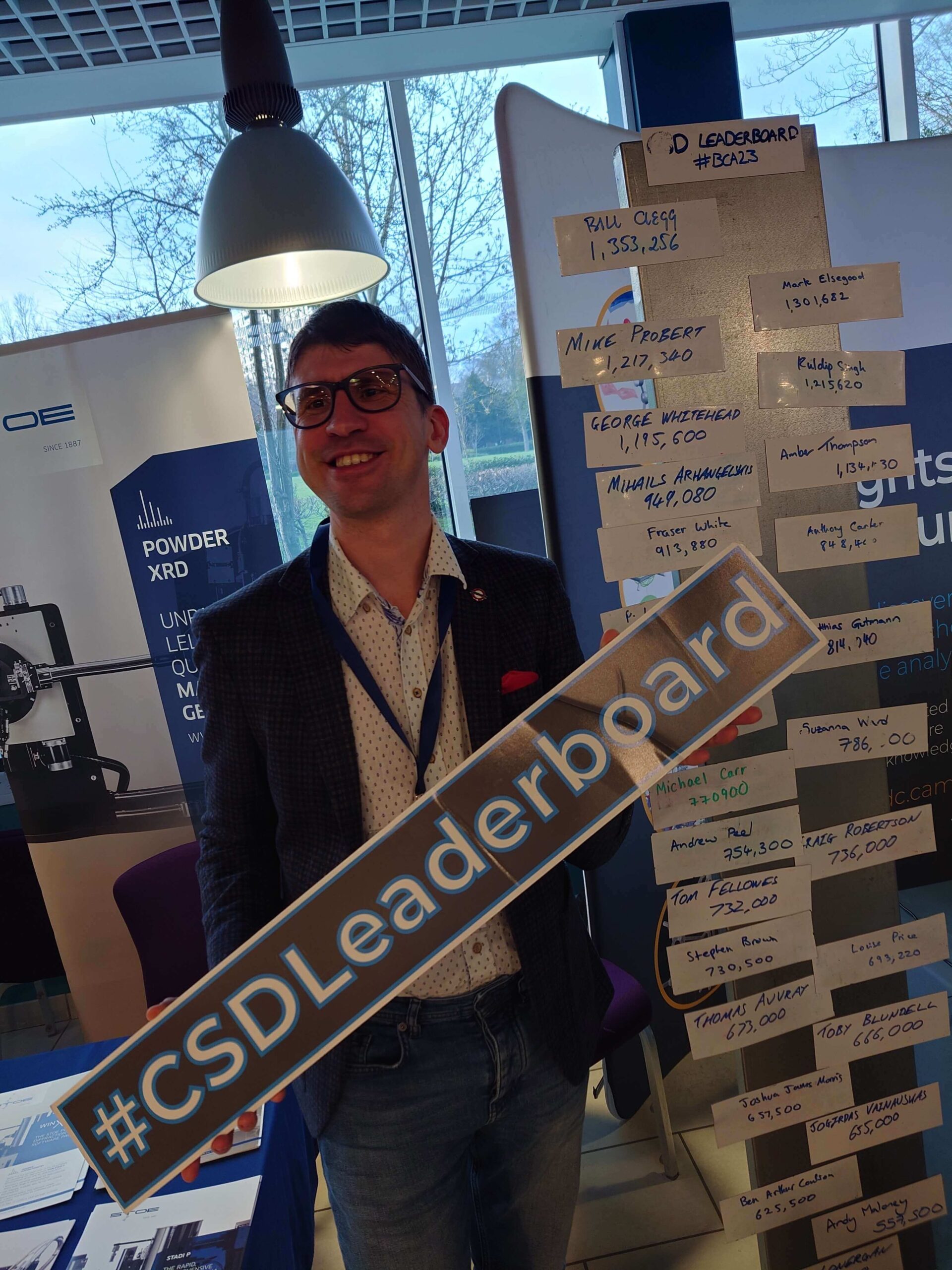 Someone stood next to the CSD leader board.
