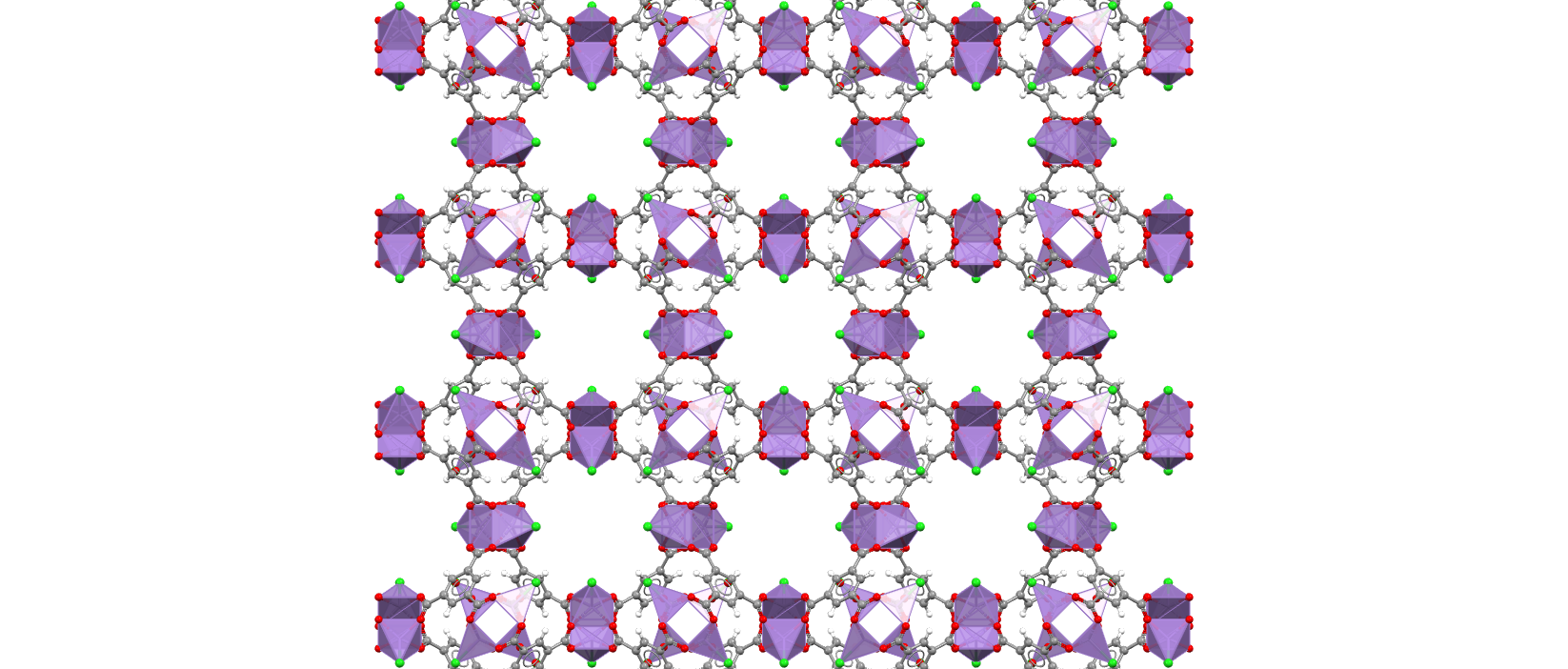 Packing of a metal organic framework.