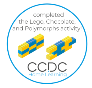 CCDC lego chocolate polymorphs home science learning activity completion badge