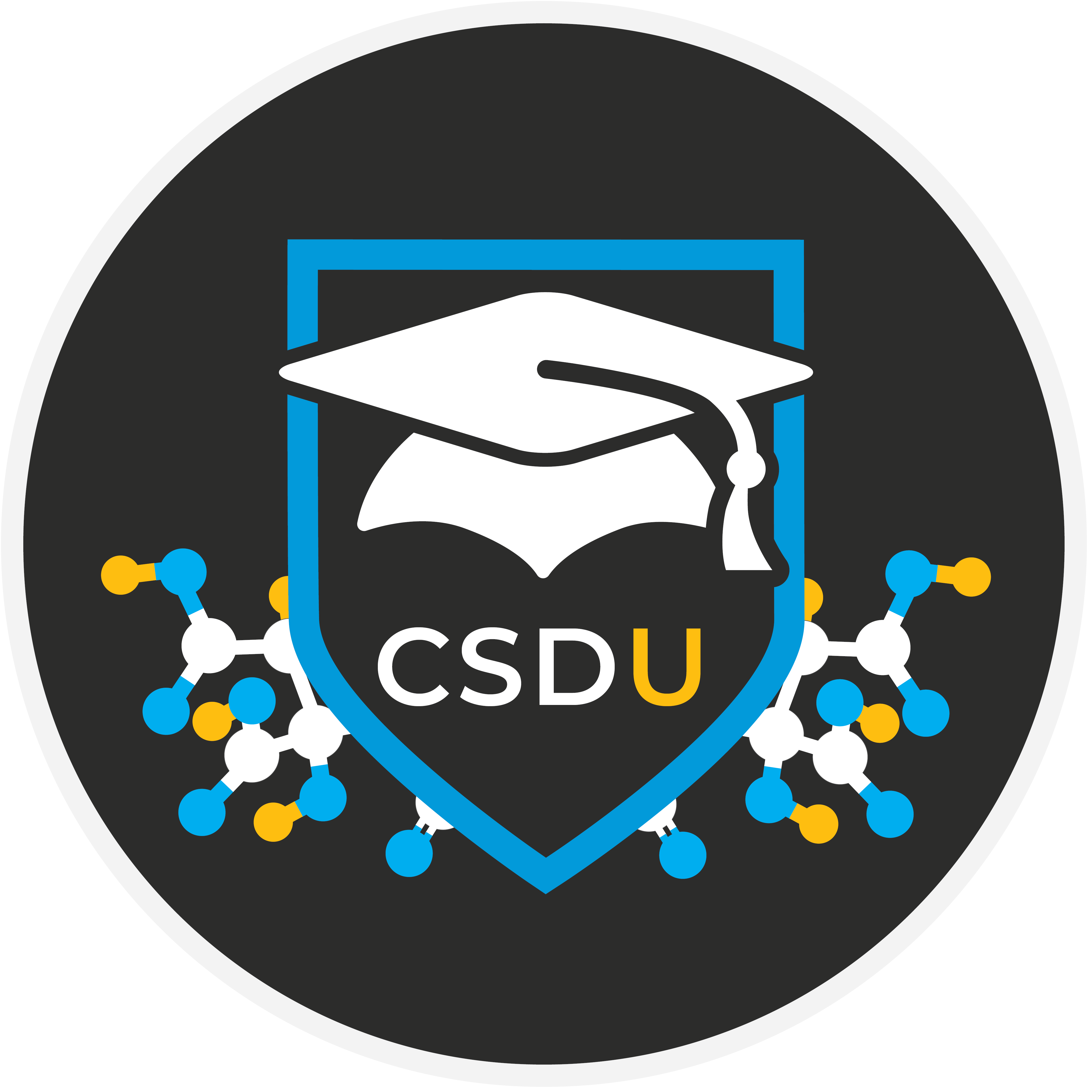 CSDU logo, showing a mortar board with CSDU beneath the board