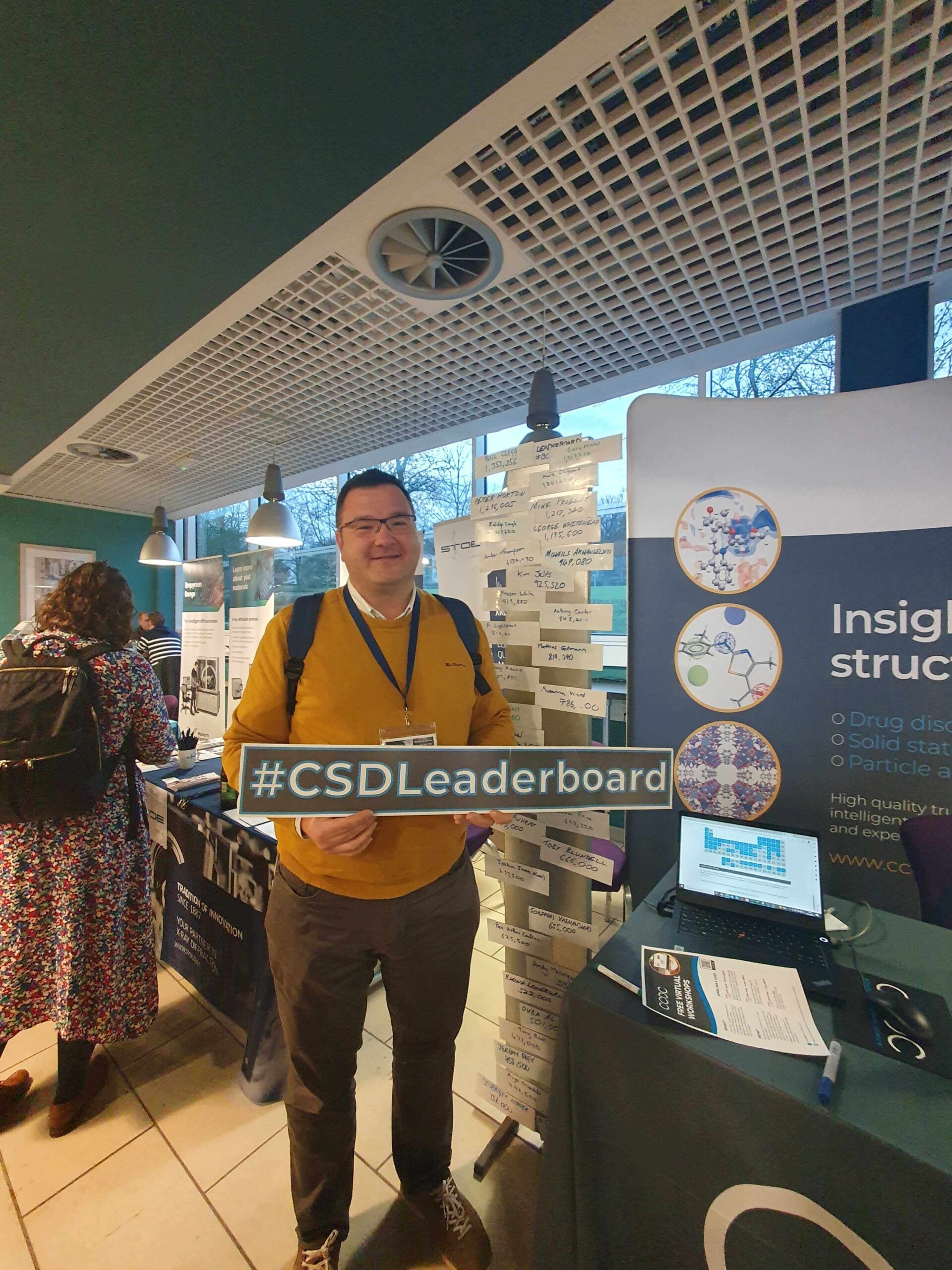 Gary Nichol from Edinburgh University stood next to the CSD leader board.