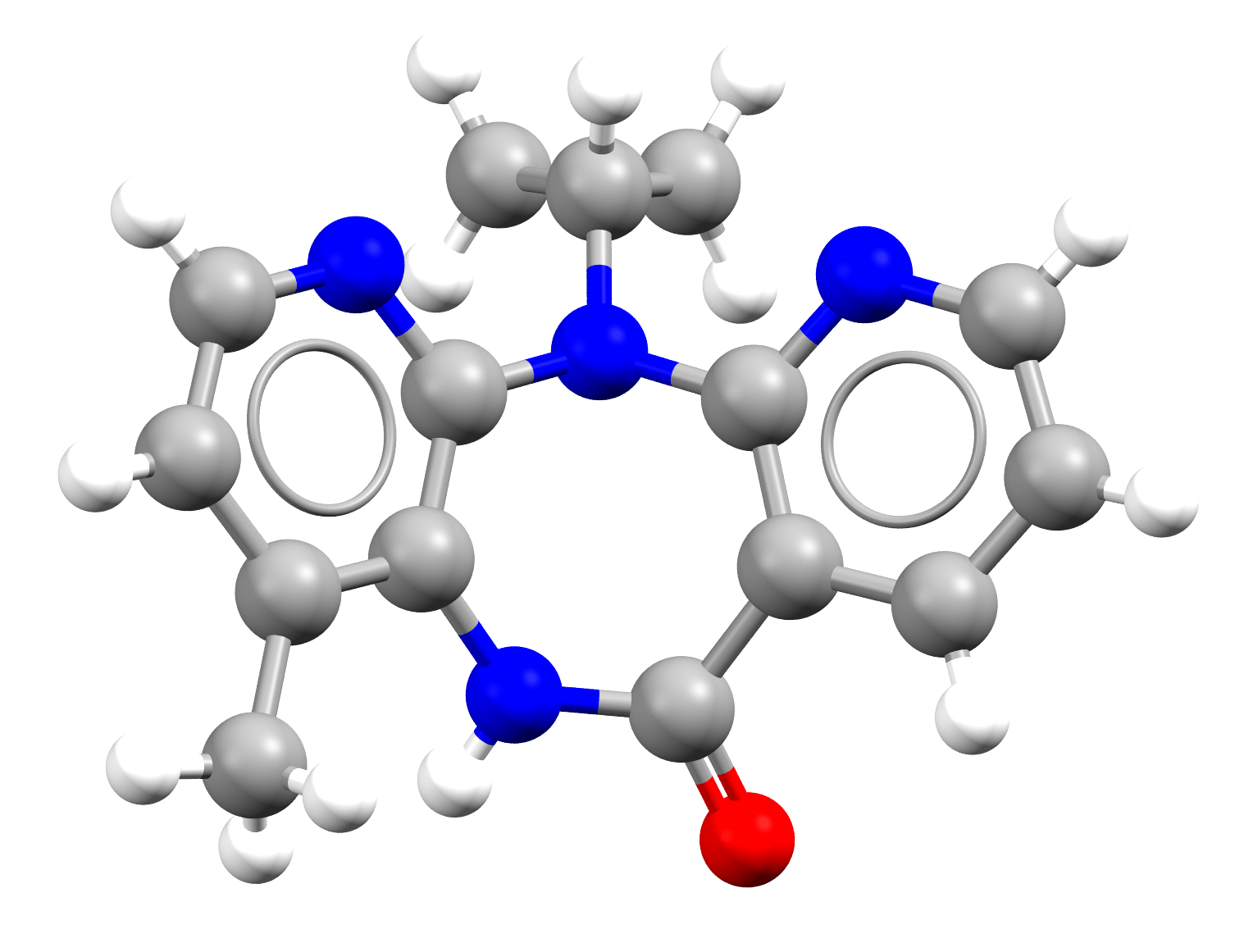Ball and stick representation of the Nevirapine molecule, refocde PABHJ01