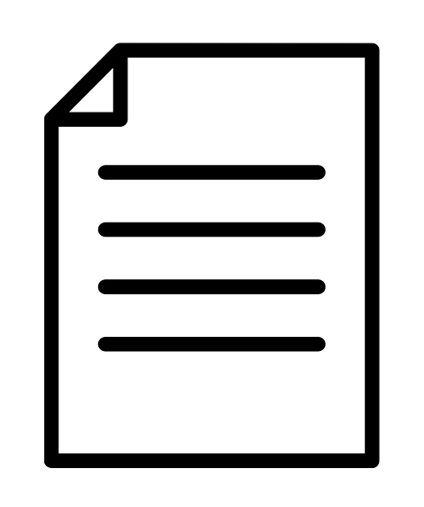 A black and white icon of a sheet of paper.