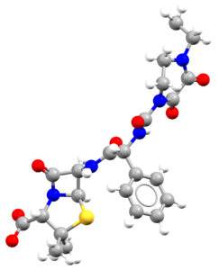 Ball and stick representation of the Piperacillin molecule, refocde PIPCIL