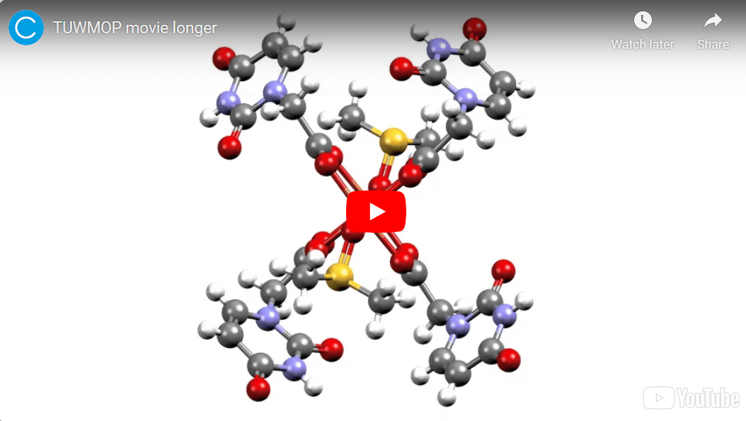 Screenshot of a video showing the 3D ball and stick representation of refcode TUWMOP.