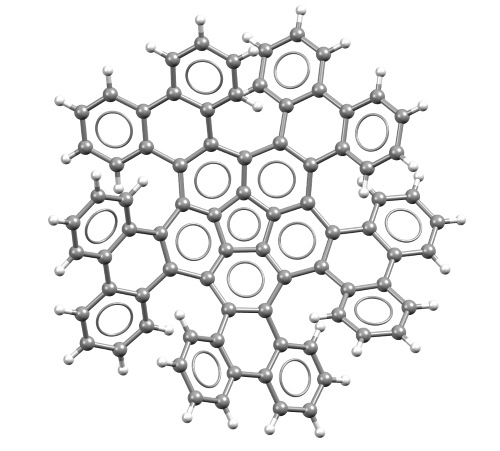 Propeller-shaped structure of quintuple[6]helicene, CSD refcode METDIB