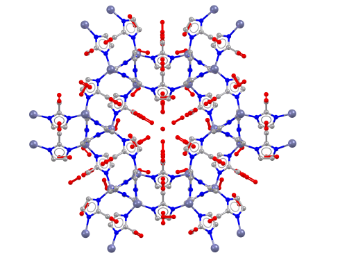 Visualisation of
            ZIF-8 with O2 in the adsorption sites. CSD refcode NIFSED