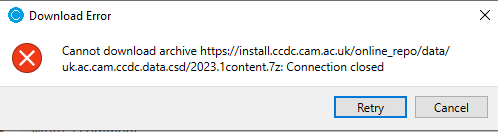 cannot download archive