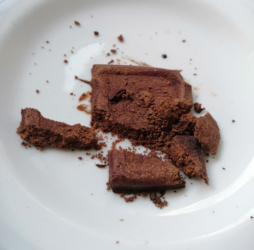 Chocolate that has been crumbled.