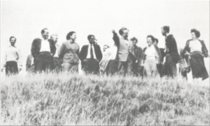 Polymath J. D. Bernal and his group, including Olga Kennard, at Stonehenge in 1948